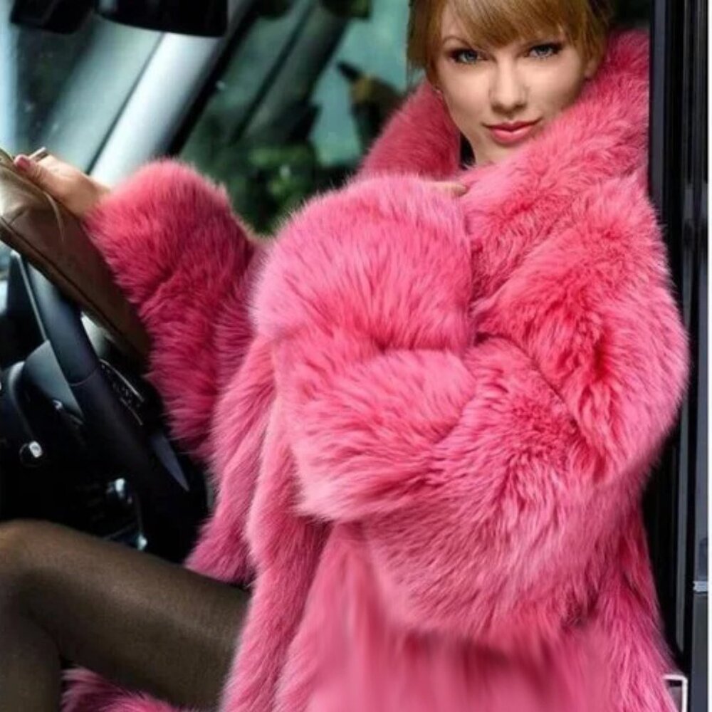 💋GORGEOUS💋 Faux Fox Fur Coat in Magenta Pink - Picture 7 of 16